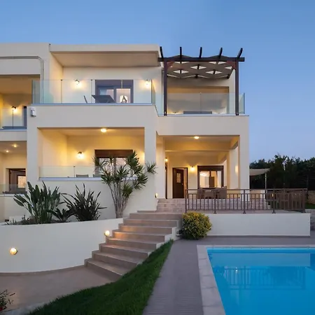Villa Family Rousa In Rethymno With Pool, Bbq And Kids Area